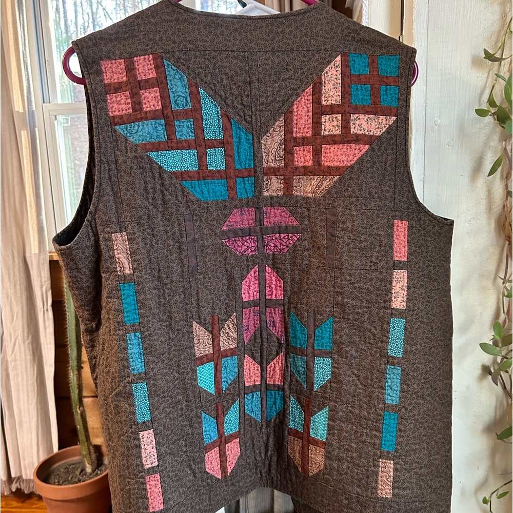 Handmade Quilted Vest Fits like L/XL